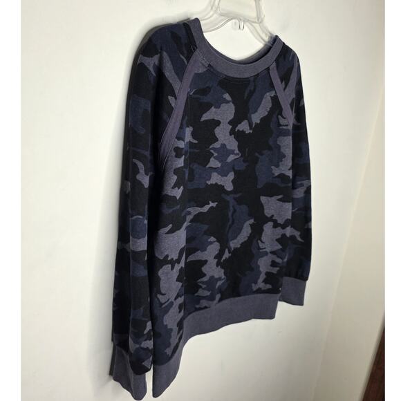 Prana blue black camo camoflauge hemp blend long sleeve sweatshirt - small - Picture 2 of 7